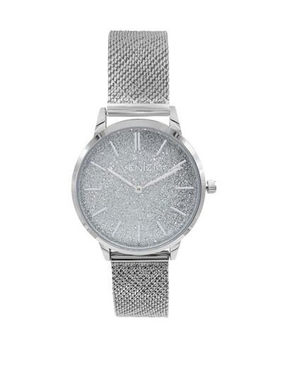 Montre Venizi argentée avec paillettes maille milanaise