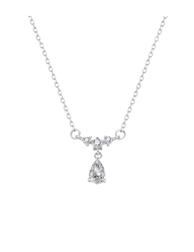 COLLIER EN ARGENT MOTIF FANTAISIE AVEC PIERRE PENDANTE