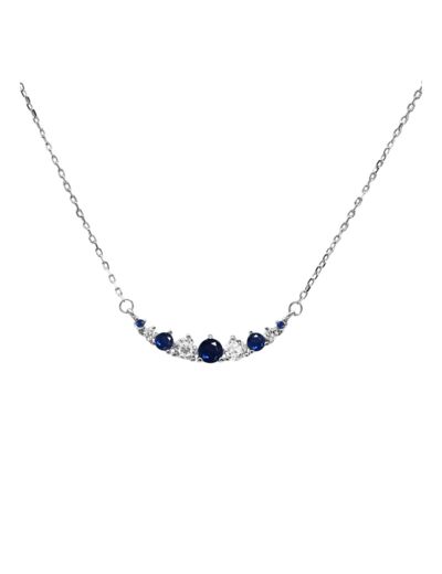 COLLIER EN ARGENT MOTIF COURBE AVEC PIERRES BLANCHES ET BLEUES