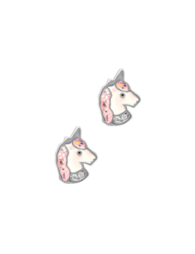 BOUCLES D'OREILLES ENFANT  EN ARGENT LICORNE