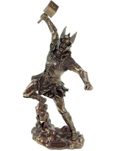 Statuette du dieu du tonnerre Thor en bronze
