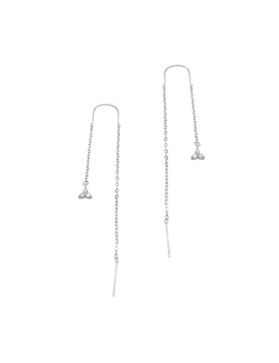 BOUCLES D'OREILLES EN ARGENT PETIT TRIANGLE PENDANT AVEC PIERRES