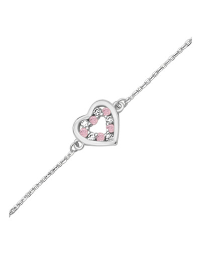 BRACELET ENFANT EN ARGENT COEUR AVEC PIERRES