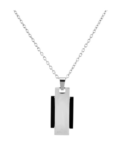 COLLIER EN ACIER PENDENTIF RECTANGLE