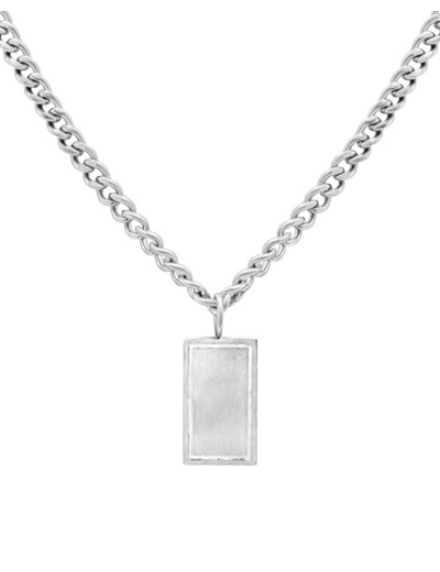 COLLIER EN ACIER PENDENTIF RECTANGLE