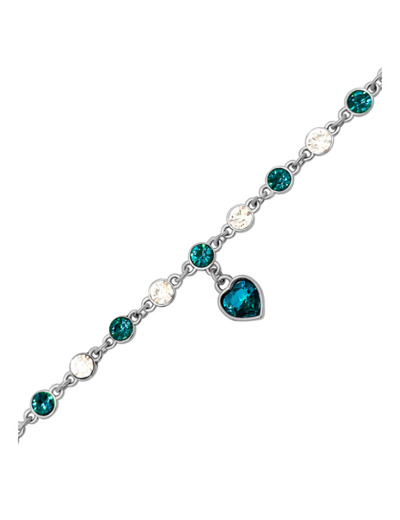 BRACELET MULTI STRASS, COEUR BLEU