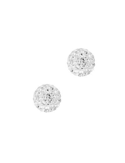 BOUCLES D'OREILLES EN ARGENT BOULE STRASS