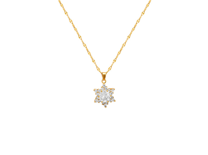 COLLIER EN ACIER DORE AVEC PENDENTIF ETOILE STRASS