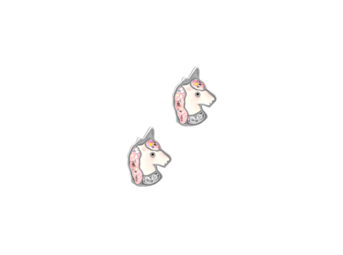 BOUCLES D'OREILLES ENFANT  EN ARGENT LICORNE