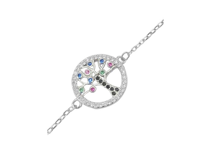 BRACELET EN ARGENT ARBRE DE VIE MULTICOLORE