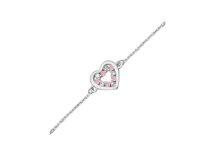 BRACELET ENFANT EN ARGENT COEUR AVEC PIERRES