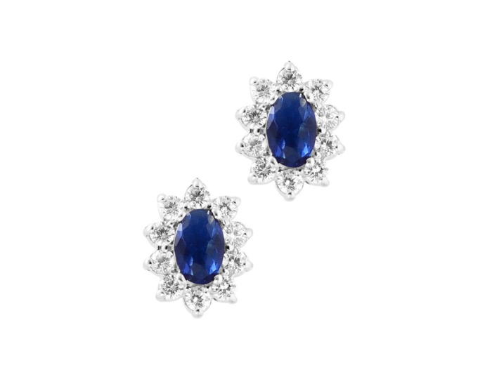 BOUCLES D'OREILLES EN ARGENT FLEUR BLEUE