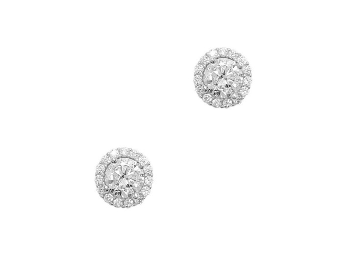 BOUCLES D'OREILLES EN ARGENT SOLITAIRE ET PIERRES