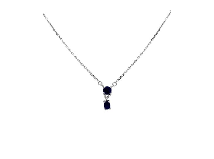 COLLIER EN ARGENT 2 PIERRES BLEUES SAPHIR