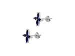 BOUCLES D'OREILLES EN ARGENT FLEUR AVEC PIERRES BLEUES