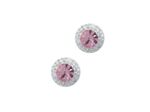 BOUCLES D'OREILLES EN ARGENT STRASS ROSE ET BLANCS