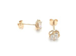 BOUCLES D'OREILLES EN PLAQUE OR SOLITAIRE ET FIL TORSADE