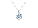 COLLIER EN ARGENT FLOCON DE NEIGE AVEC PIERRES BLANCHES ET BLEUES CLAIRES