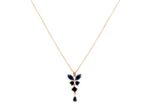 COLLIER EN ACIER PENDENTIF PAPILLON  AVEC PIERRES BLEU SAPHIR