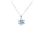 COLLIER EN ARGENT FLOCON DE NEIGE AVEC PIERRES BLANCHES ET BLEUES CLAIRES