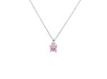 COLLIER EN ARGENT PENDENTIF PAPILLON AVEC PIERRES ROSES