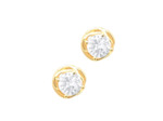 BOUCLES D'OREILLES EN PLAQUE OR SOLITAIRE ET FIL TORSADE