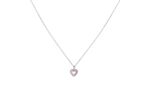 COLLIER EN ARGENT PENDENTIF COEUR AVEC PIERRES ROSES ET BLANCHES