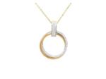 COLLIER EN ACIER DORE 2 CERCLES AVEC STRASS