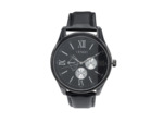 Montre Venizi noire bracelet cuir noir