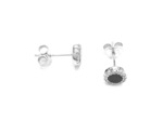 BOUCLES D'OREILLES EN ARGENT PIERRE NOIRE ENTOUREE DE PIERRES