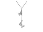 COLLIER EN ACIER PENDENTIF DOUBLE PAPILLONS ET STRASS