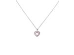 COLLIER EN ARGENT PENDENTIF COEUR AVEC PIERRES ROSES ET BLANCHES