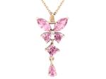 COLLIER EN ACIER PENDENTIF PAPILLON AVEC PIERRES ROSES