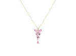 COLLIER EN ACIER PENDENTIF PAPILLON AVEC PIERRES ROSES