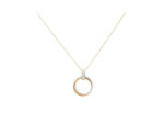 COLLIER EN ACIER DORE 2 CERCLES AVEC STRASS