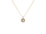 COLLIER EN ACIER DORE PENDENTIF ROND AVEC STRASS ET SOLITAIRE