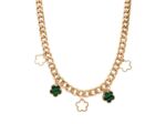 COLLIER  AVEC FLEUR NACRE STRIEE VERT