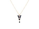 COLLIER EN ACIER PENDENTIF PAPILLON  AVEC PIERRES BLEU SAPHIR