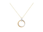 COLLIER EN ACIER DORE 2 CERCLES AVEC STRASS