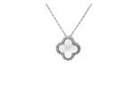 COLLIER EN ARGENT TREFLE AVEC NACRE ET PIERRES