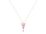 COLLIER EN ACIER PENDENTIF PAPILLON AVEC PIERRES ROSES