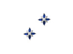 BOUCLES D'OREILLES EN ARGENT FLEUR AVEC PIERRES BLEUES ET BLANCHES