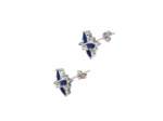 BOUCLES D'OREILLES EN ARGENT FLEUR AVEC PIERRES BLEUES ET BLANCHES