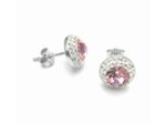 BOUCLES D'OREILLES EN ARGENT STRASS ROSE ET BLANCS