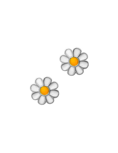 BOUCLES D'OREILLES ENFANT EN ARGENT MOTIF MARGUERITE