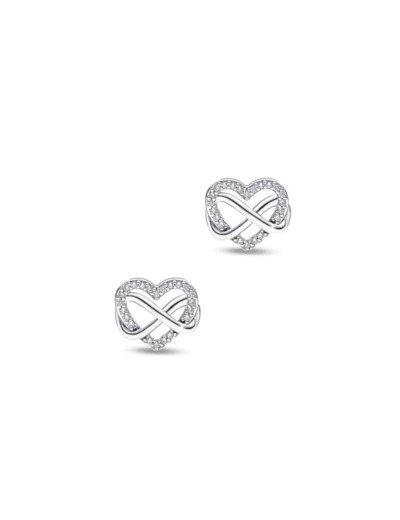 BOUCLES D'OREILLES EN ARGENT COEUR AVEC PIERRES ET INFINI