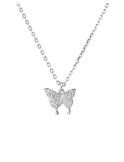 COLLIER EN ARGENT PENDENTIF PAPILLON AVEC PIERRES