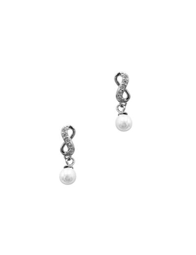 BOUCLES D'OREILLES EN ARGENT INFINI AVEC PIERRES ET PERLE