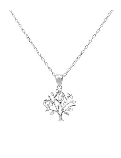 COLLIER EN ARGENT PENDENTIF ARBRE DE VIE AVEC PIERRES