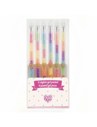 6 stylos gel pastel